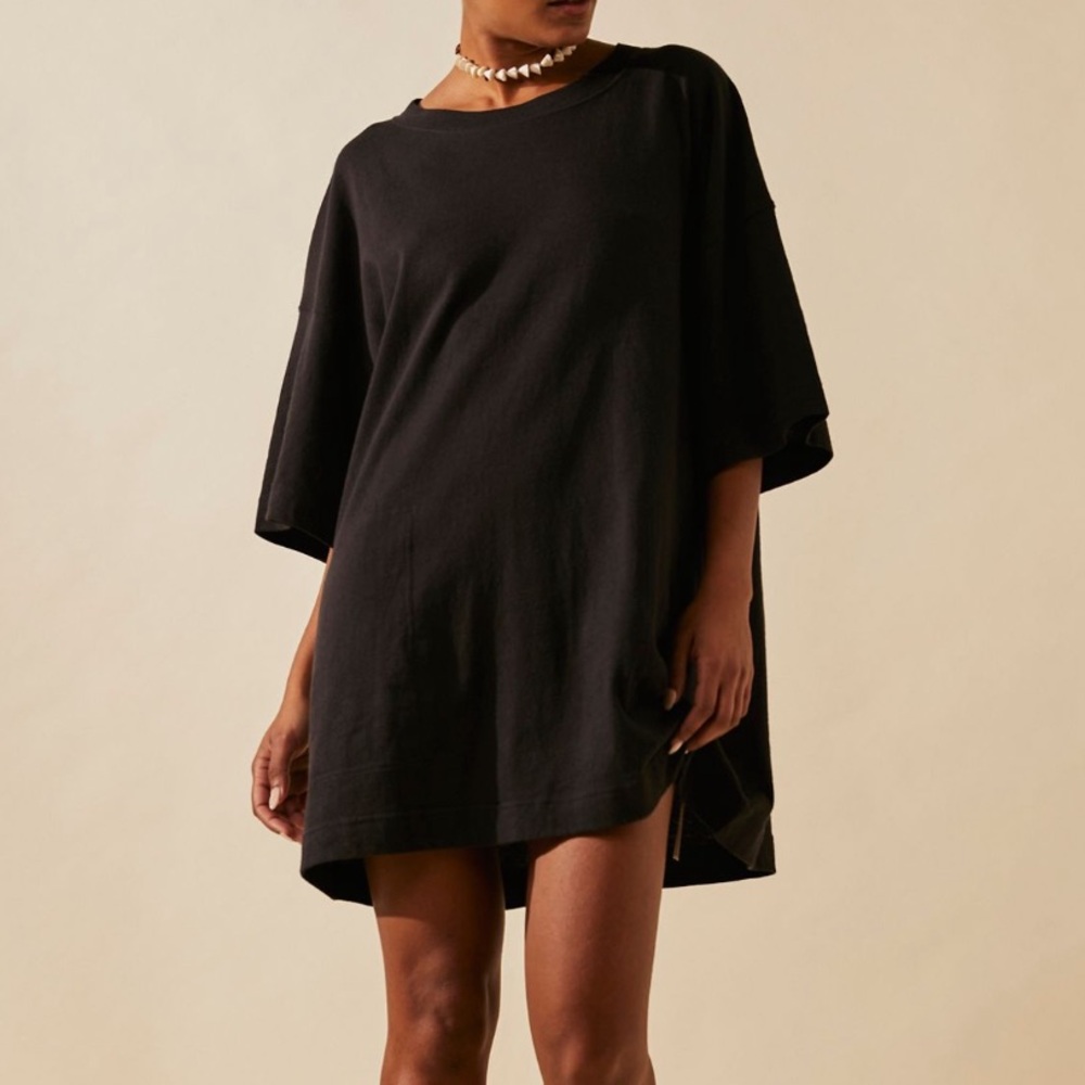 Free People Black Essential Extreme Tee Mini Dress